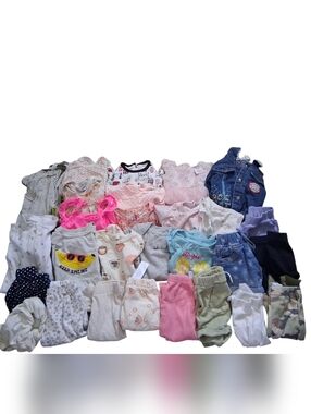 3-6 Month Baby Girls Assorted Pastel & Denim Baby One-Piece Lot